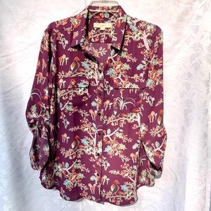 NWOT LOFT Button Up w/Fun Chinoiserie Pattern!